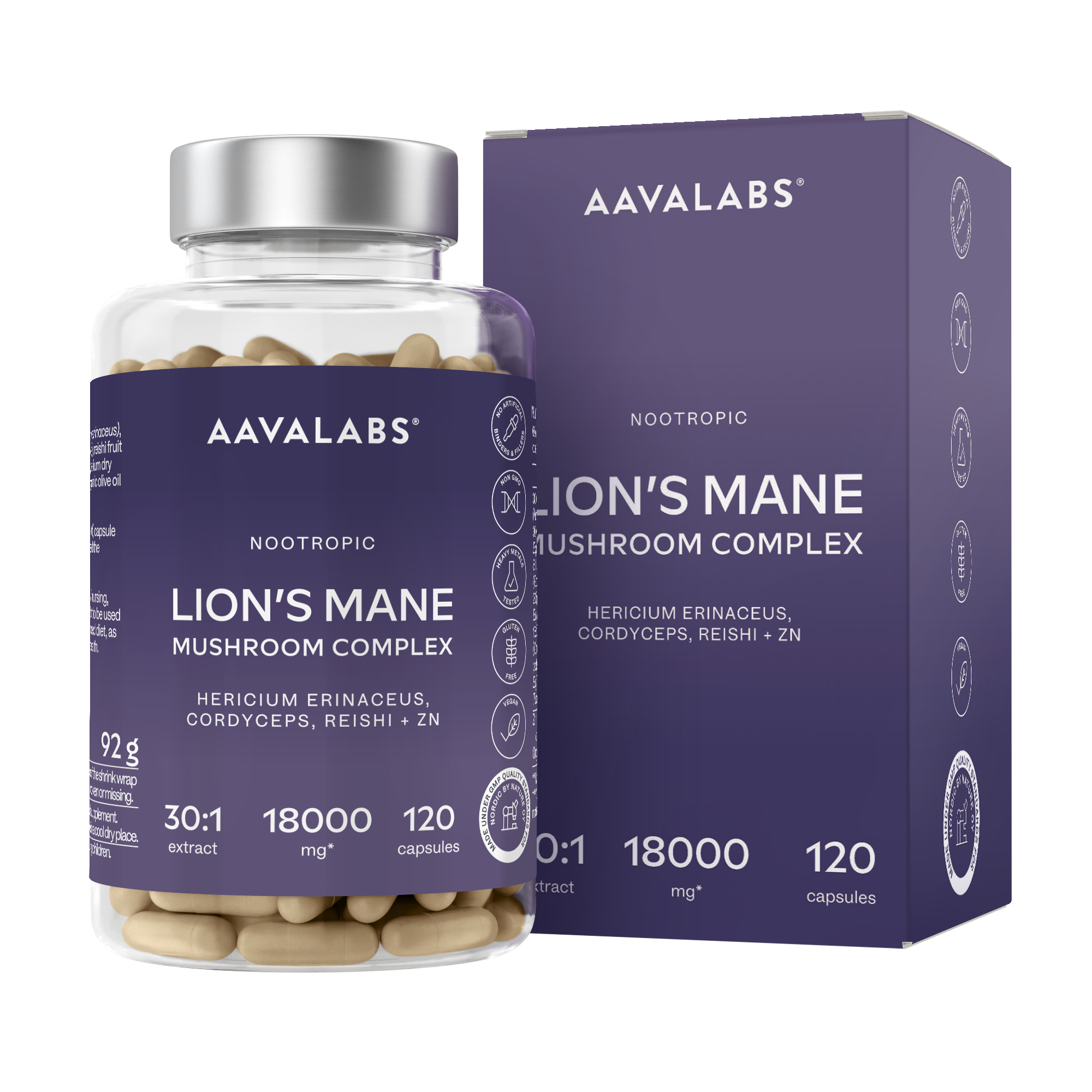 Energy Supplements – Aavalabs Lion’s Mane bottle and box