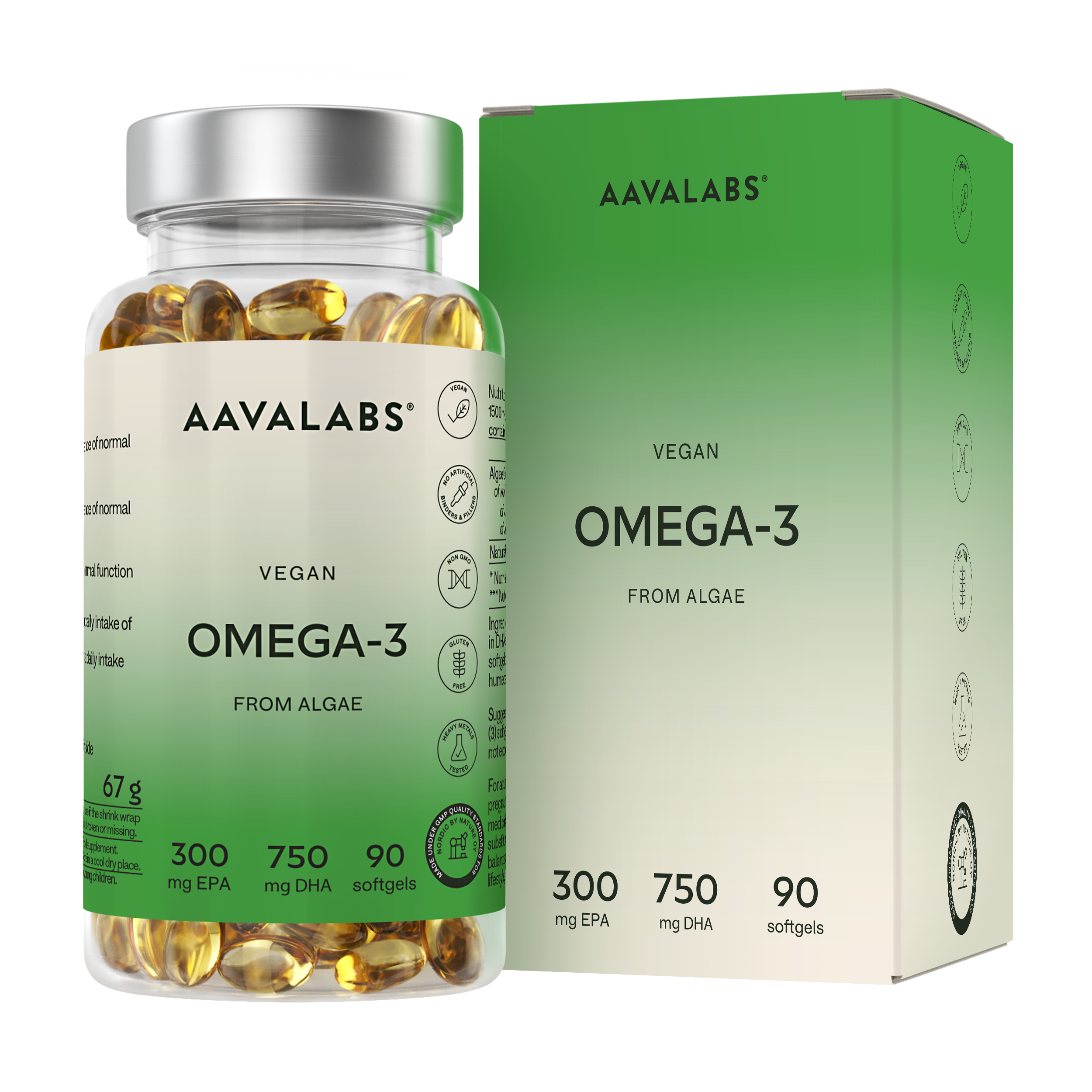 Energy Supplements – Aavalabs Vegan Omega-3 bottle and box