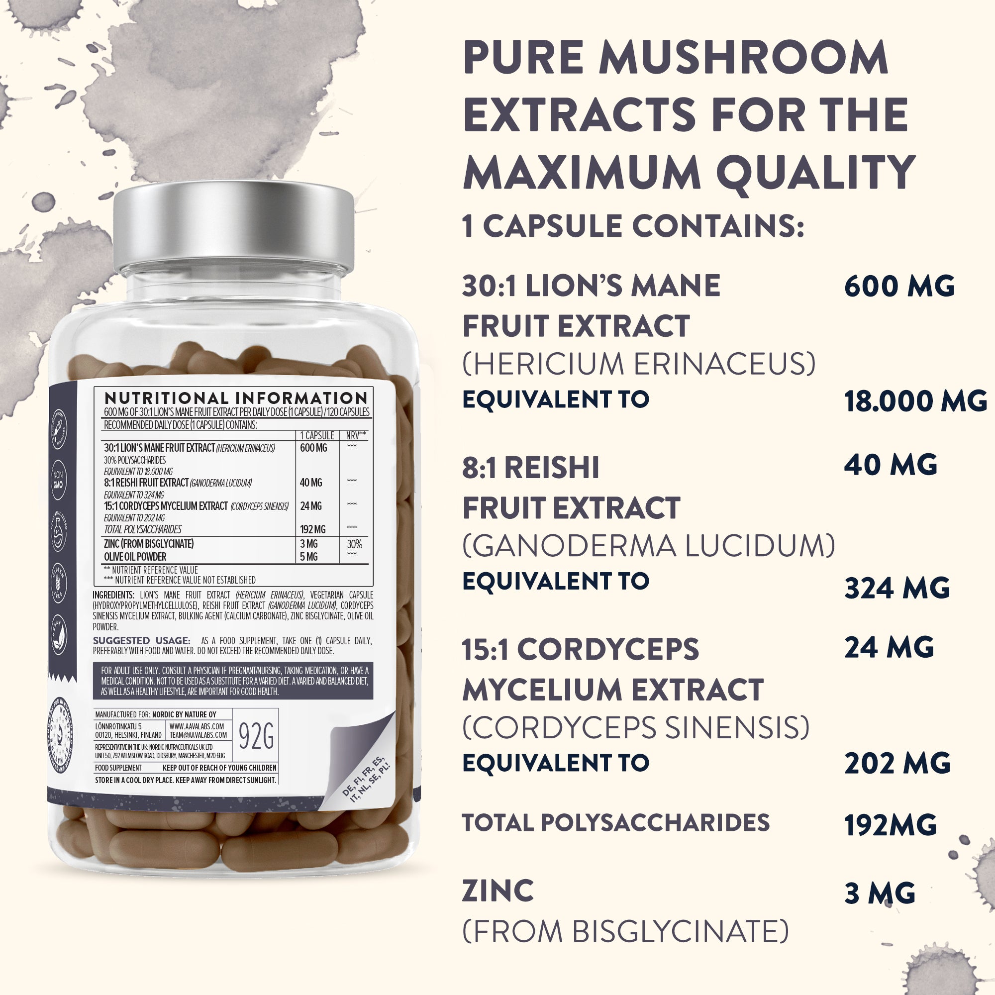 Focus Bundle front-facing Lion’s Mane Complex bottle displaying its label and branding clearly – Aavalabs