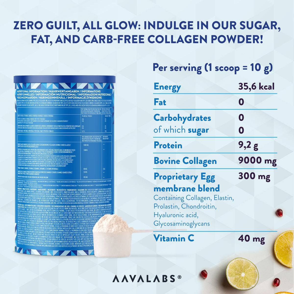 Tub of hydrolysed collagen powder placed outdoors with natural backdrop suggesting healthy lifestyle – Hydrolysed Collagen Powder Aavalabs