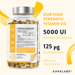 Nutritional information and ingredients of Vitamin D3 - AAVALABS