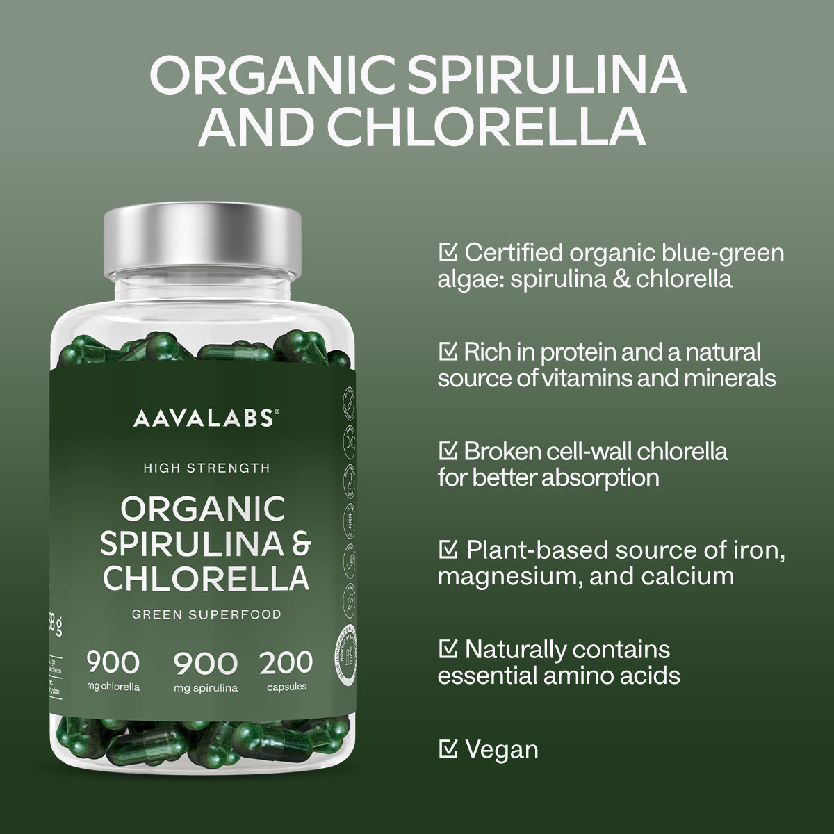Benefits of Organic Spirulina & Chlorella Aavalabs Supplement 
