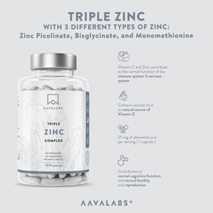 Bones Support Bundle: Triple Zinc with 3 Different Types of Zinc: Picolinate, Bisglycinate, and Monomethionine - AAVALABS