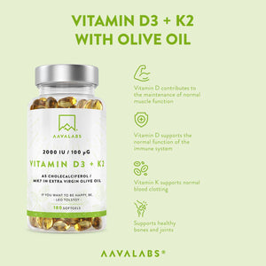 Vitamin D3 + K2 with Olive Oil - AAVALABS