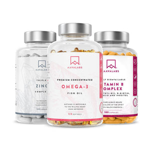 Brain Support Bundle: Zinc, Omega-3, and Vitamin B Complex supplements - AAVALABS