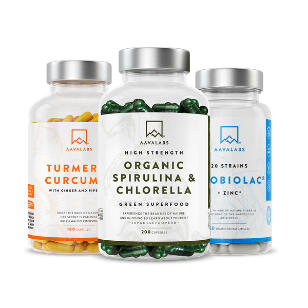 Gut Health Bundle - Probiotics,Spirulina,Turmeric | Aavalabs