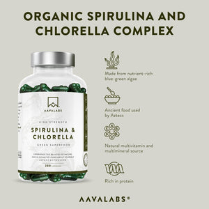 Organic Spirulina and Chlorella Complex bottle - AAVALABS