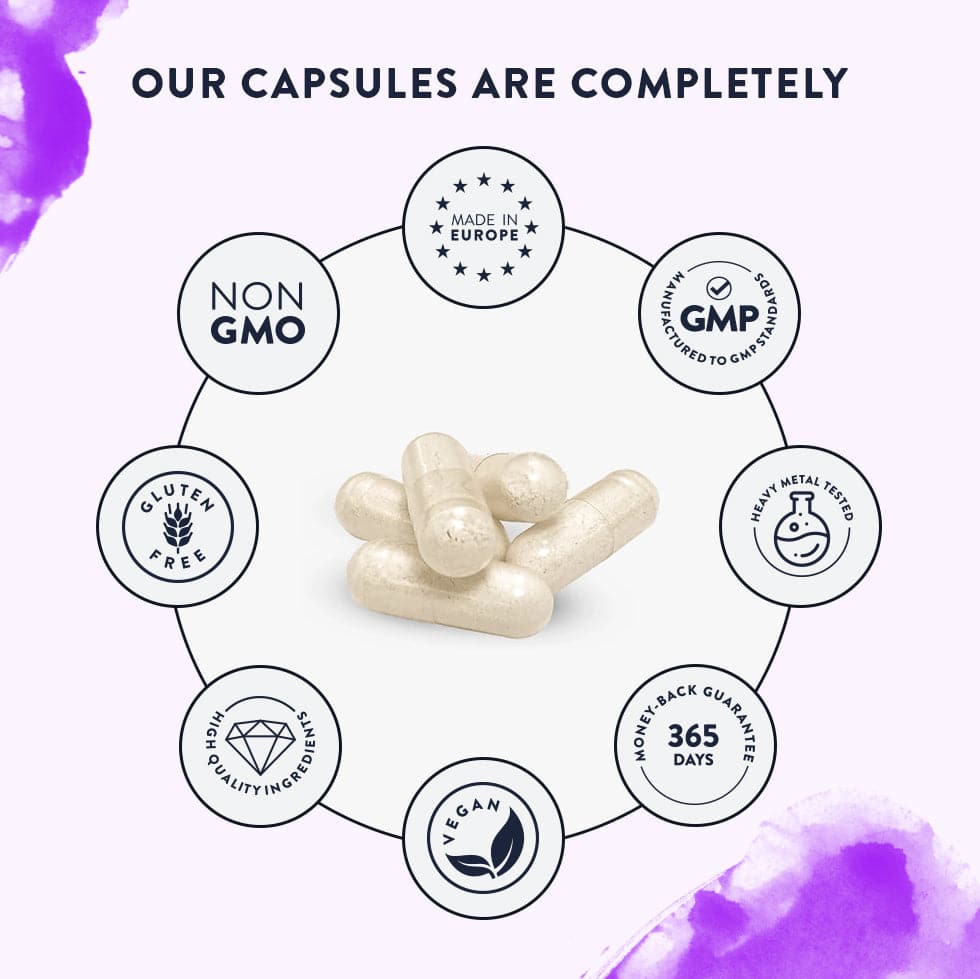 Aavalabs capsules with various quality and safety certifications such as non-GMO