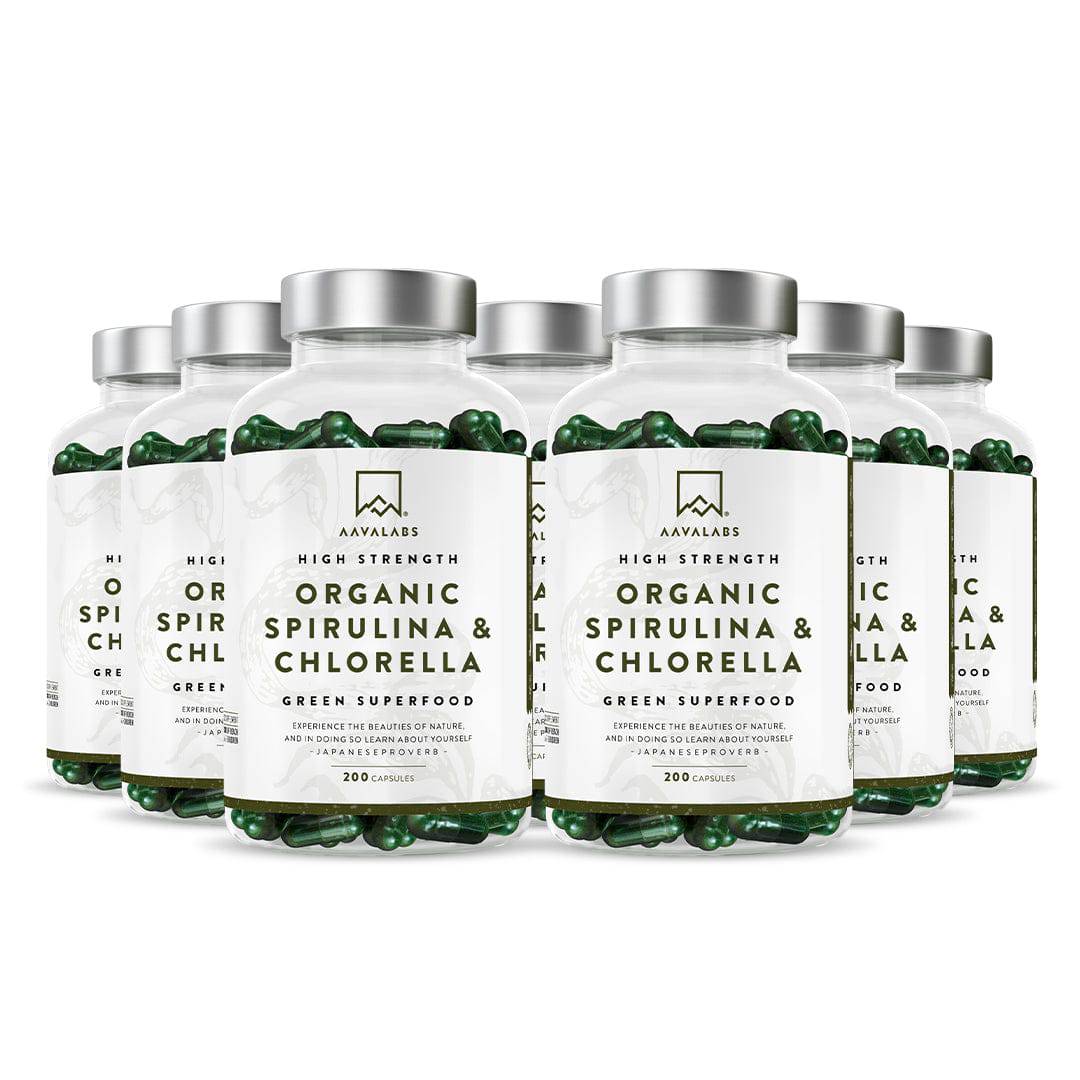 Bottles of Organic Spirulina & Chlorella - AAVALABS