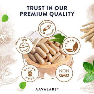 Trust in our premium quality: heavy metal tested, no artificial binders and fillers, vegan, gluten-free, non-GMO - AAVALABS
