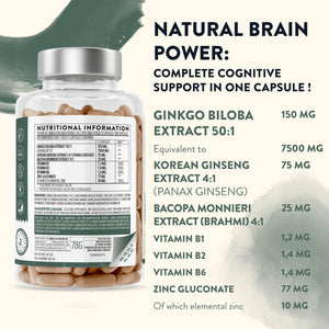 Ginkgo Biloba Complex bottle with nutritional information