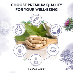 Choose premium quality with vegan, non-GMO, gluten-free, heavy metal tested capsules, free from artificial binders and fillers - AAVALABS
