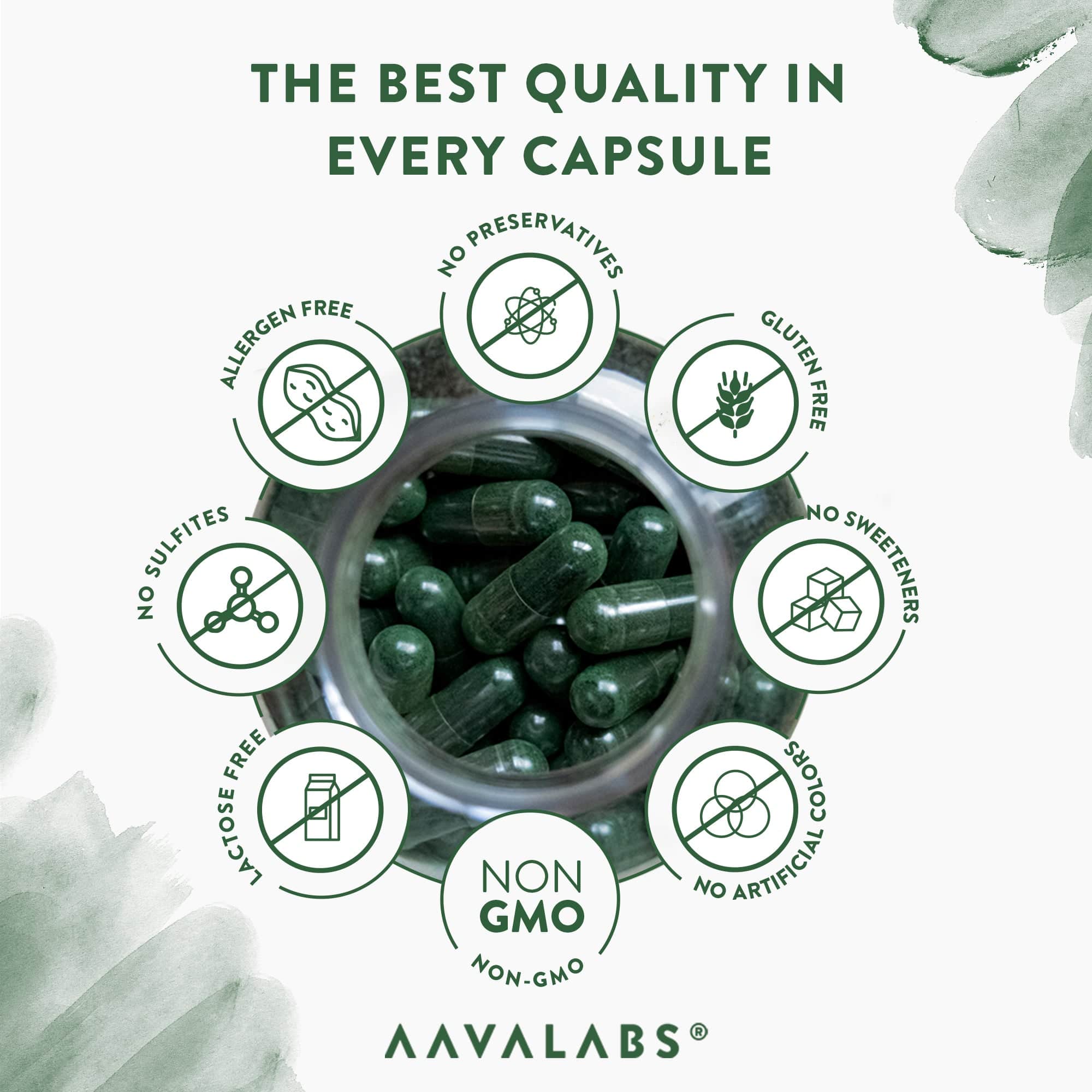 Organic Spirulina & Chlorella Complex capsules with benefits and features- AAVALABS