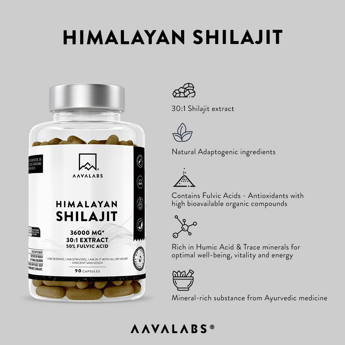 AAVALABS Shilajit Supplements features, benefits and ingredients