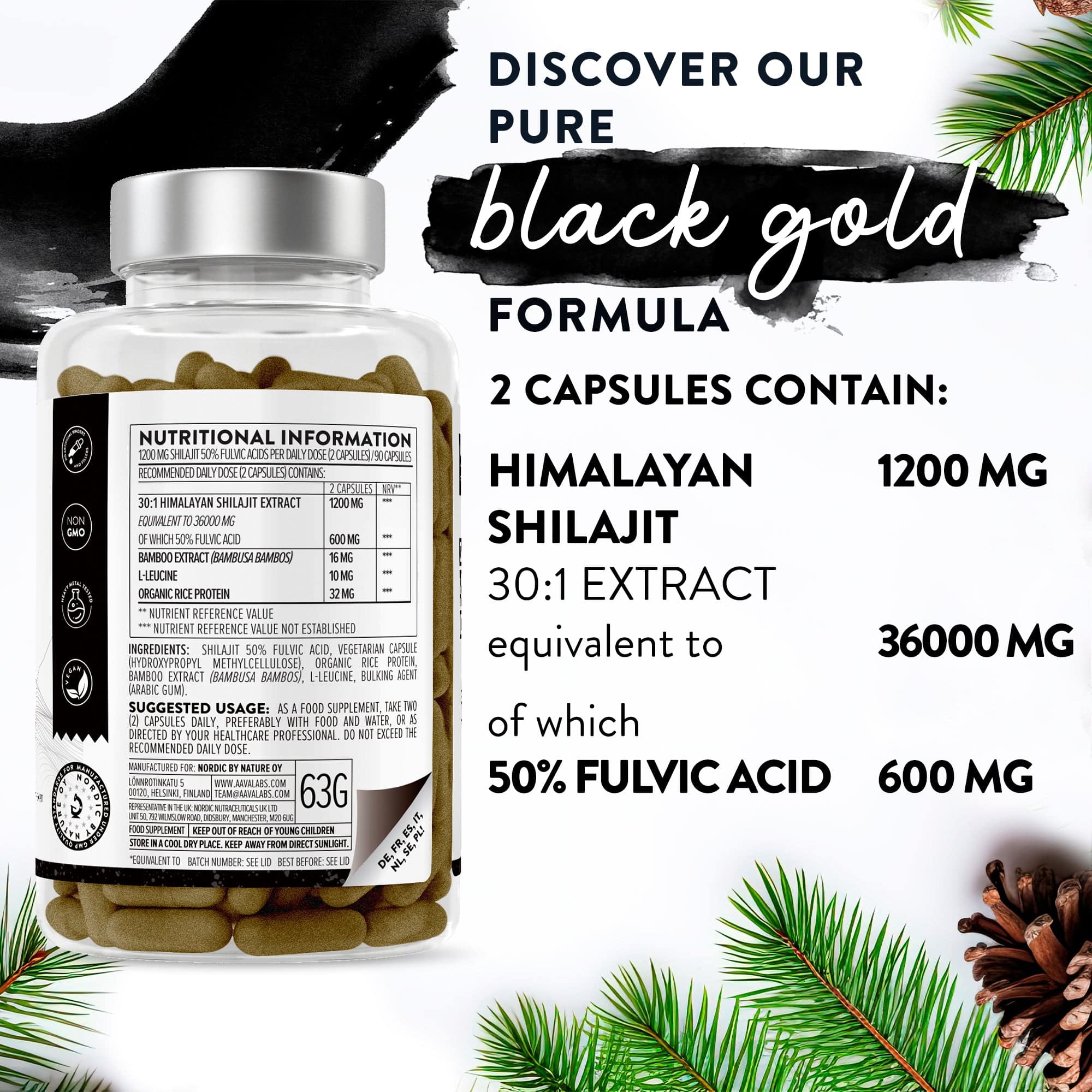 AAVALABS Shilajit Bottle with benefits, nutrients and features