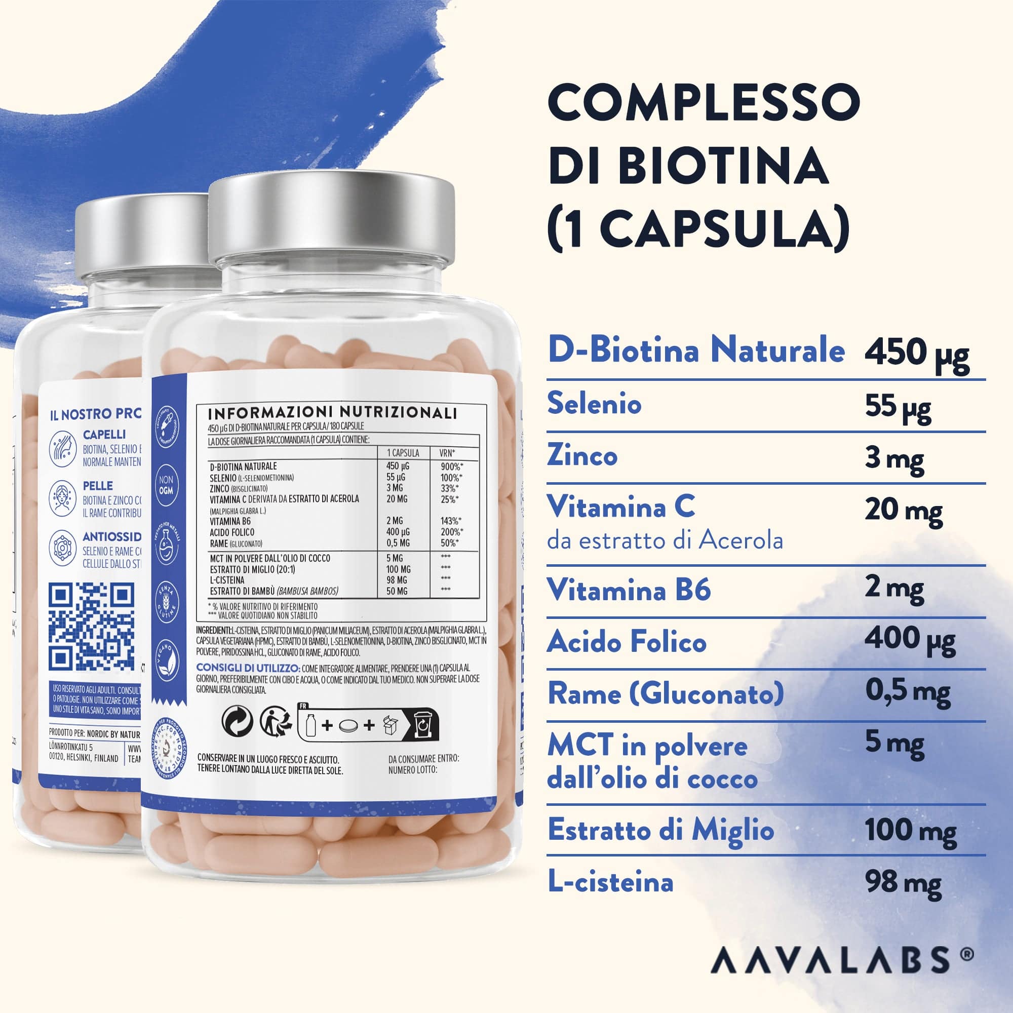 All-in-one Biotin Complex: Contains natural D-Biotin, Selenium, Zinc - AAVALABS