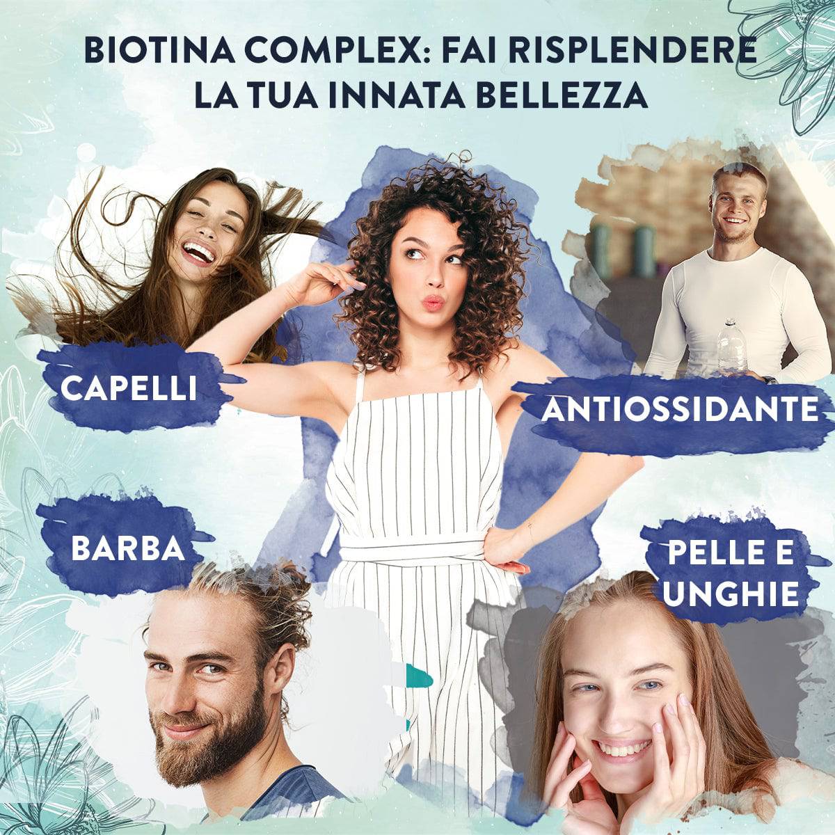 Biotina Complex: The perfect supplement for hair, beard, skin, and antioxidant protection.