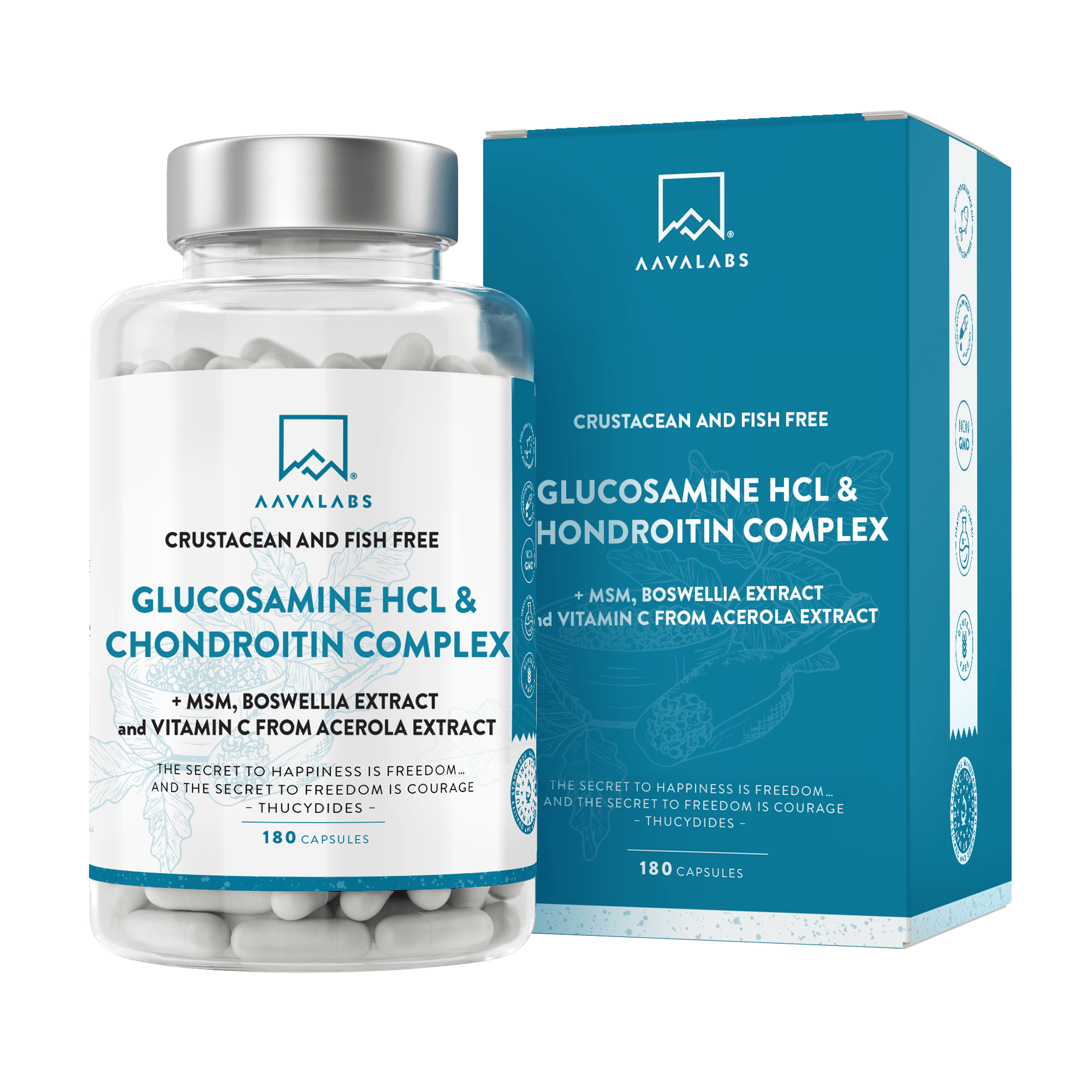 Image of Aavalabs Glucosamine HCL & Chondroitin Complex supplement - AAVALABS