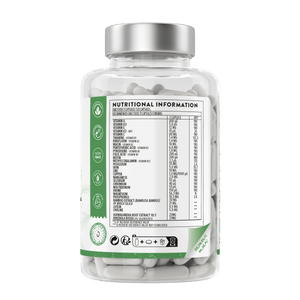 Nutritional information of a multivitamin supplement capsule - Aavalabs