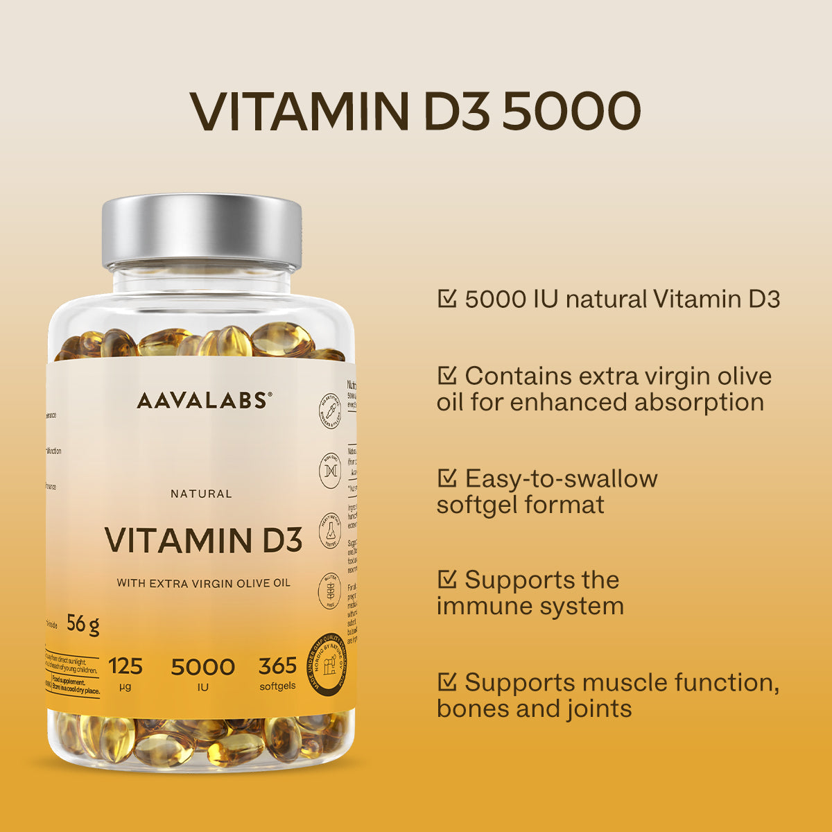 VITAMIN D3 - 5000IU - Aavalabs