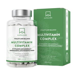 Multivitamin Complex with 24 vitamins and minerals plus Ashwagandha and Rhodiola Rosea for vitality and balance - Aavalabs